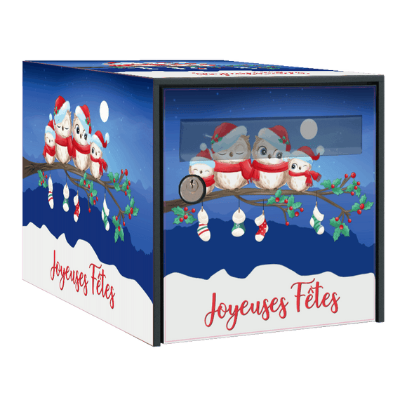 Autocollant éphémère Chouettes de Noël pour boîte aux lettres